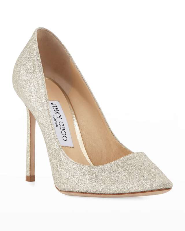 Romy Glittered 100mm High-Heel Pumps, Silver